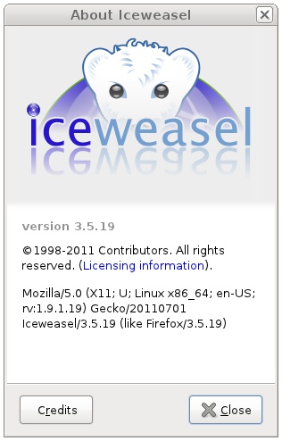 Iceweasel, I mean, Firefox.
